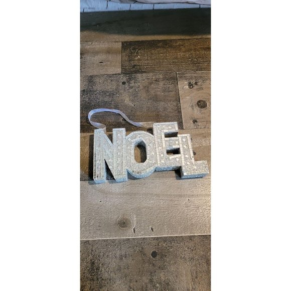 Noel foam glitter sign xmas home decor silver - Picture 1 of 4